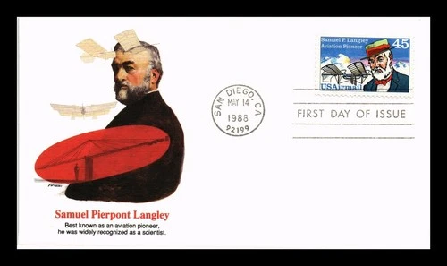 DR JIM STAMPS US SAMUEL LANGLEY AVIATION PIONEER AIR MAIL FDC FLEETWOOD COVER