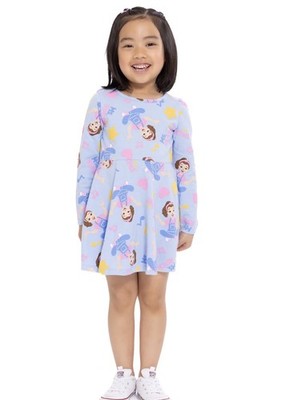 Ms Rachel Toddler Dress 4T Blue Long Sleeve Skater Fit Flare NWT Girls