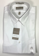 Large Fitted Men  s Van Heusen Satin Stripe Long Sleeve Wrinkle Free NEW