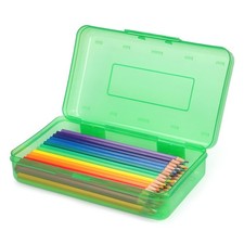 1 Pack Plastic Pencil Box Large Capacity, Green