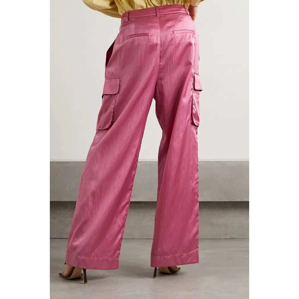 Pantalones cargo Tibi Stella rosa satinado talla 4 cintura alta pierna ancha talla 4 Foto 3 de 4