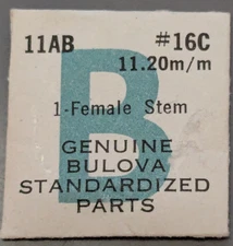 NOS NEW Genuine Bulova Cal. 11AB - # 16C  11.20 mm Female Stem - Watch Part