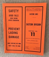 Southern Railway 10/26/80 Employee Timetable-Eastern Division
