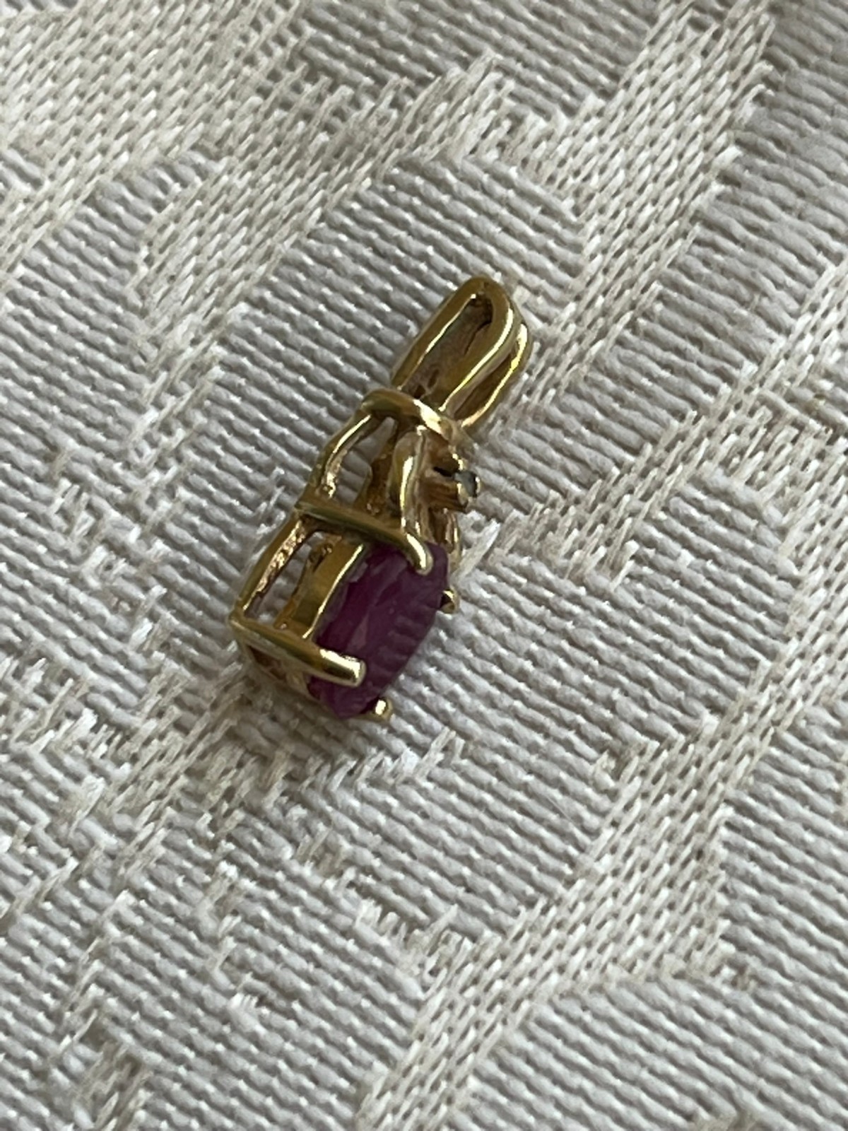 10K Solid Yellow Gold Oval Cut Ruby & Natural Dia… - image 14