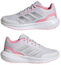 Adidas Kids Run Falcon 3.0 Shoes, Dash Grey/ Silver Metallic/ Bliss Pink, US 5