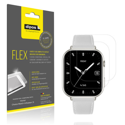 2x 3D Full Cover Schutzfolie für Honor Choice Watch Infowear 2i Panzerfolie