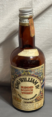 1940s KING WILLIAM IV 4 Blended Scotch Whisky JOHN GILLON empty BOTTLE 4/5qt