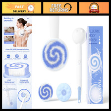 Waterproof Electric Back Scrubber Body Brush, Rechargeable with 2 Heads, 3 Spe
