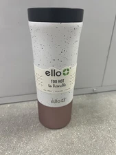 Ello 16oz Insulated Ceramic Tumbler Cream and Pink with Lid Travel Mug-BRAND NEW
