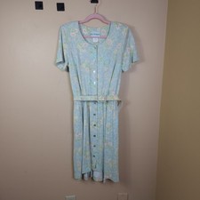 Vintage Dress Willow Ridge Button Down Watercolor Floral Midi Cottagecore 12