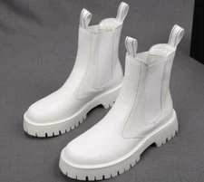 Men's Punk Rock Round Toe Pull On Chelsea Ankle Boots Motorcycle Casual Shoes