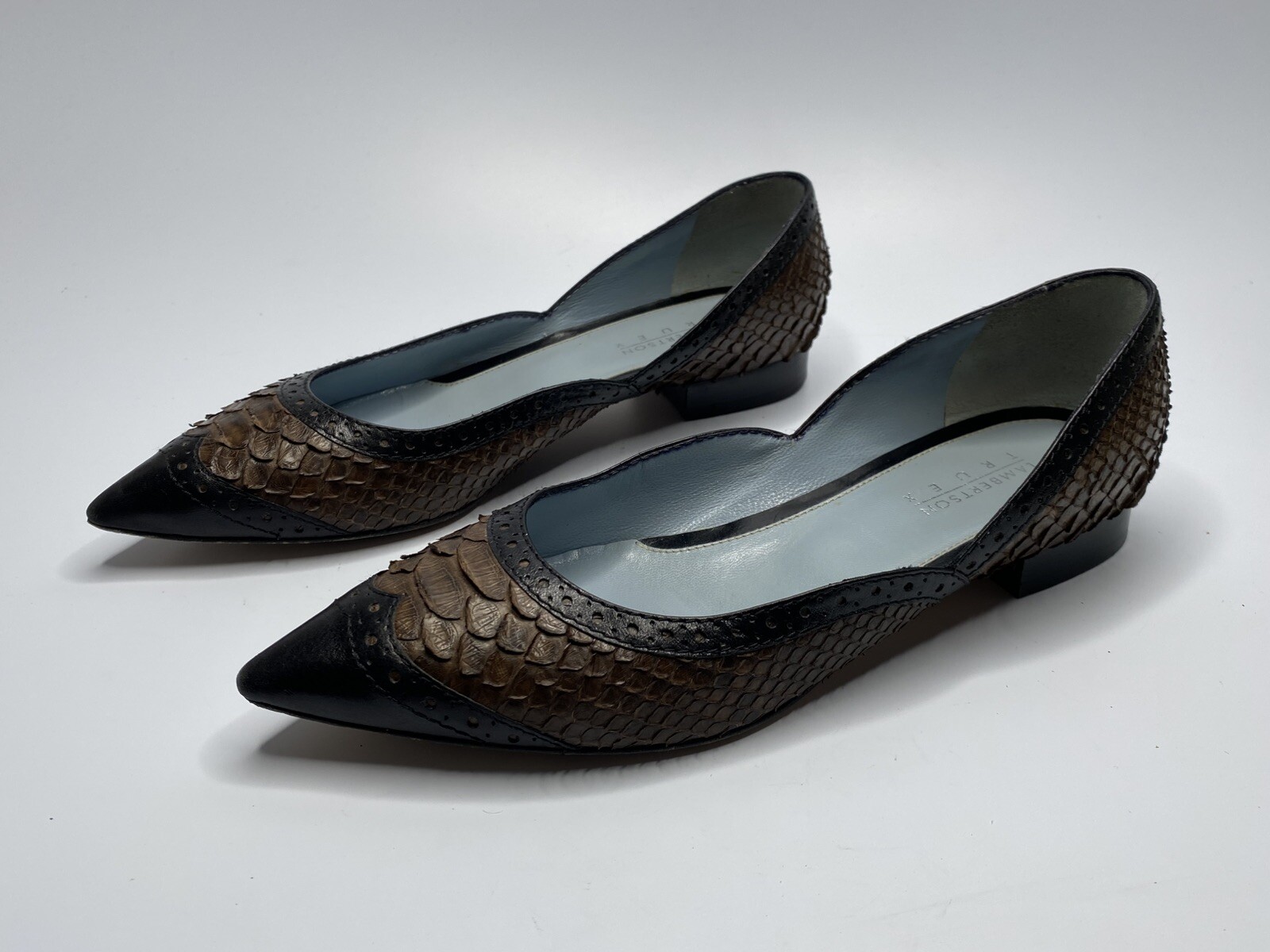 Lamberston Truex Brown Black Python Leather Balle… - image 4