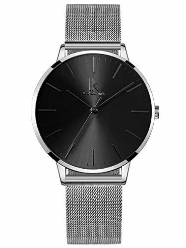 Alienwork Orologio Donna Argento Cinturino in Maglia metallo Nero Ultra  Sottile | Acquisti Online su eBay