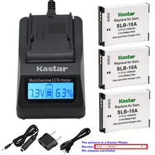 Kastar Battery LCD Fast Charger for Samsung SLB-10A  Samsung EX2F HZ10W L100
