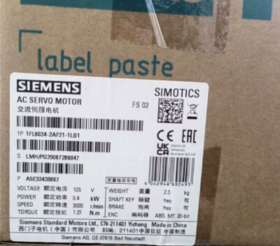 1FL6 034-2AF21-1LB1 NEW  SIEMENS AC Serv0 M0t0r C0nverter 1FL6034-2AF21-1LB1