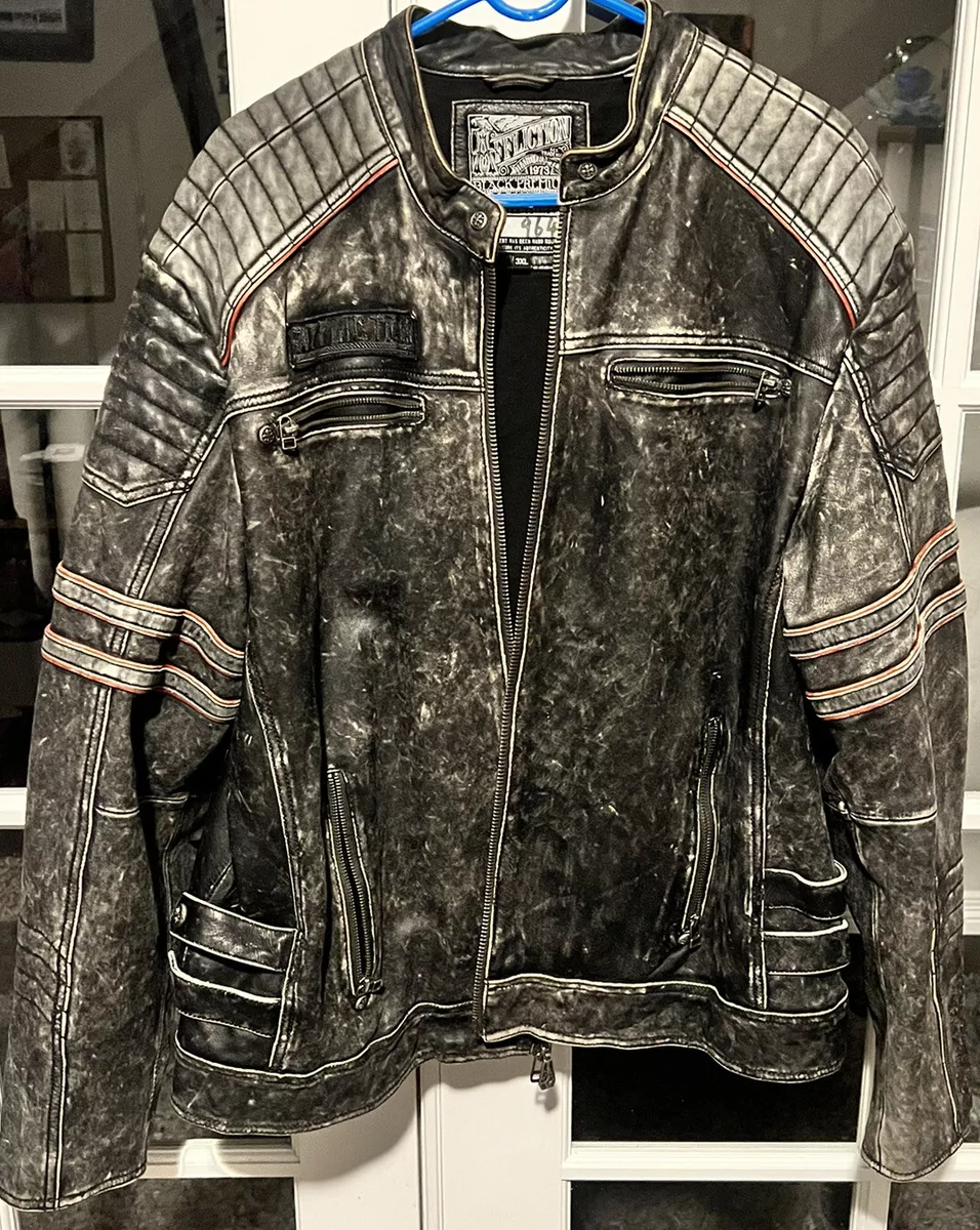 Affliction black premium cheap limited edition leather jacket