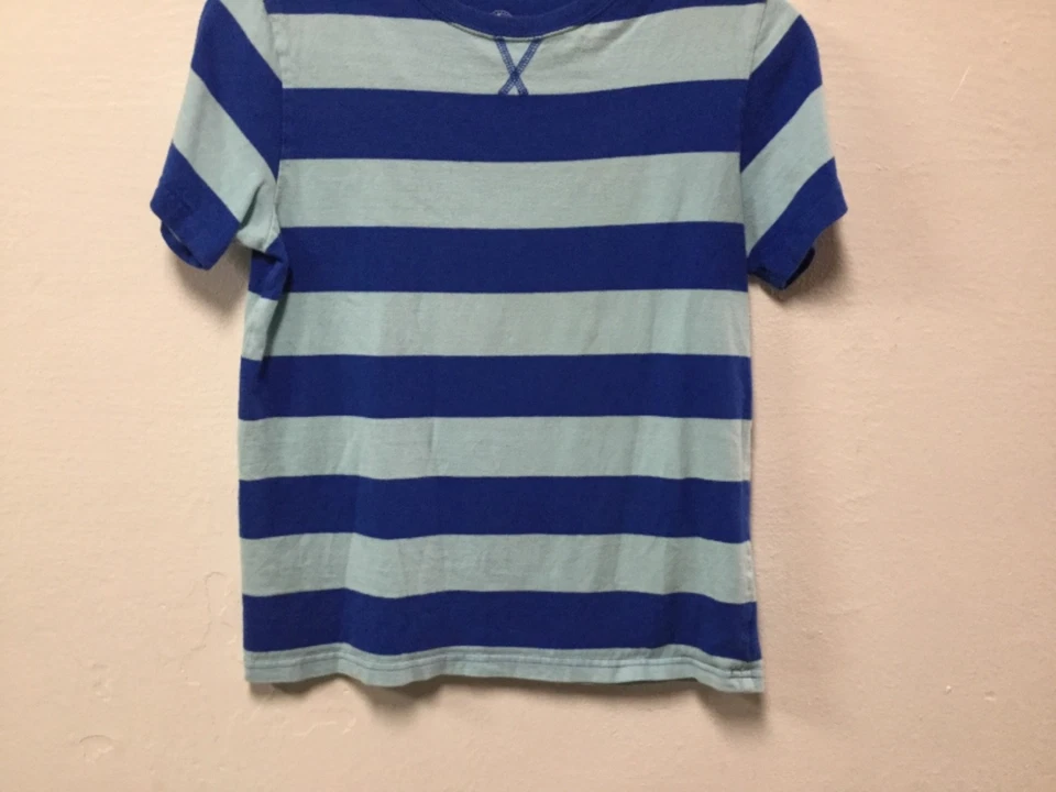 J Khaki Boys T-Shirt Size M Blue Stripes Short Sleeve 160 - Image 4 of 4