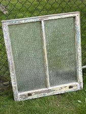 ANTIQUE FLORENTINE STAINED GLASS FARMHOUSE WINDOW PRIVACY GLASS PRE 1900 CHIPPY