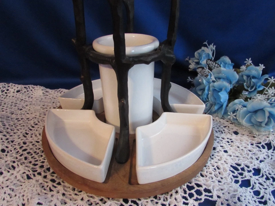 SOPORTE PARA CARRITO DE VINO DE HIERRO ÁSPERO RAMA DE ROBLE DE GRANDIN ROAD Foto 4 de 4