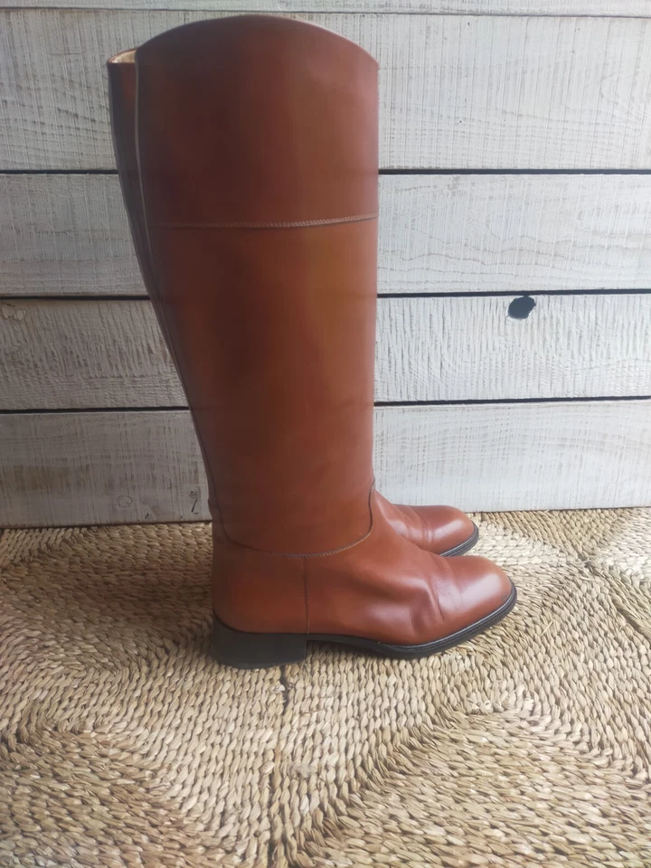 bottes cavalières vintage Manfield cuir fauve pointure 39,5 - Photo 3/4