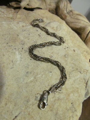 Vintage 925 Sterling Silver Twisted Rope chain Bracelet 6.4g | eBay