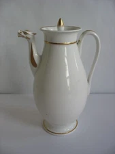 Early 19th C Old Paris style white porcelain coffee tea pot w swan head spout