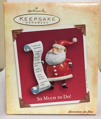 Hallmark Santa So Much To Do Christmas Ornament 2004 Checking His List