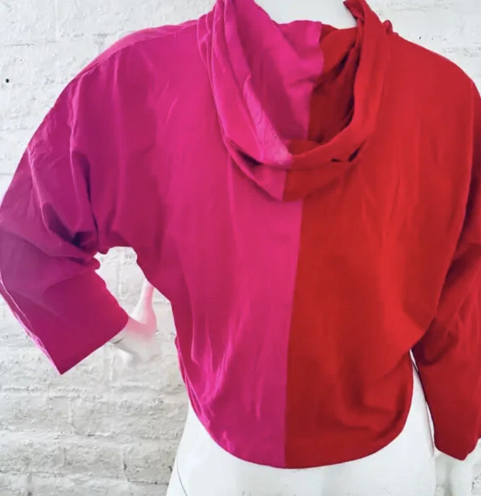 Felpa con cappuccio Good Luck Gem Nordstrom donna taglia XL San Valentino rosa ritagliata rossa NUOVA