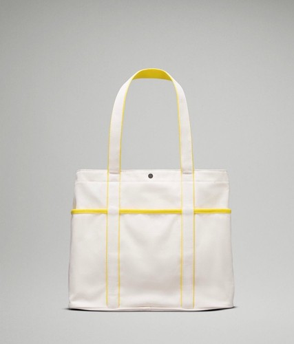 Lululemon Multi Pocket Canvas Tote Bag Natural Yellow NWT Sold Out 20L - Bild 2 von 3