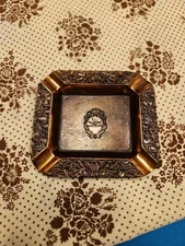 Vintage New Unused Brass 4"  by 3"   Ashtray  Ornate EC