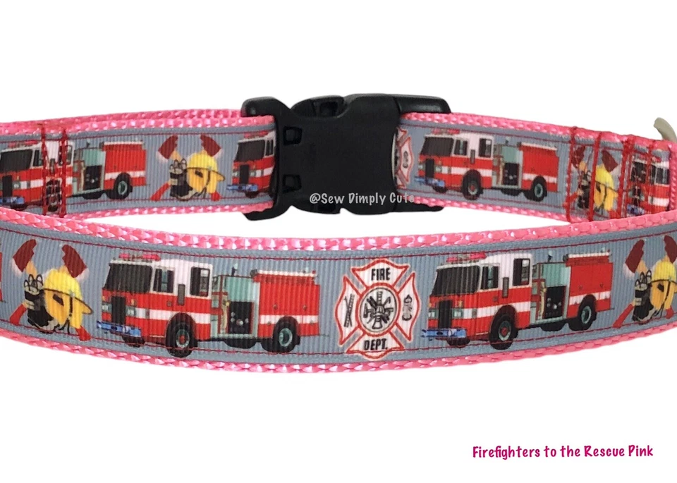 Firefighters Rescue Pink Dog Collar Fire Department Truck First Responder - Image 2 of 2