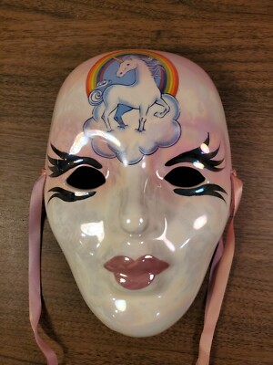 Vintage Mask Ceramic New Orleans Mardi Gras Face Unicorn Rainbow
