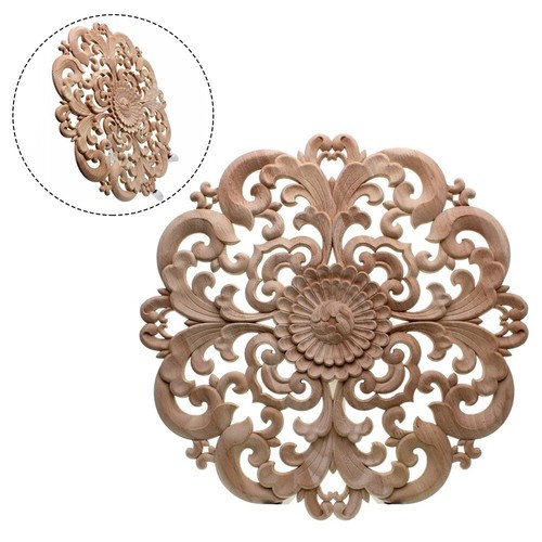 2pcs Appliques En Bois Non Peintes Sculptées Décor Diy