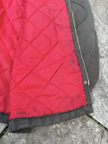 Vtg 70s Thrashed Mechanics Green Work Jacket L QuiltLined Scovill Paint Distress - Picture 12 of 19