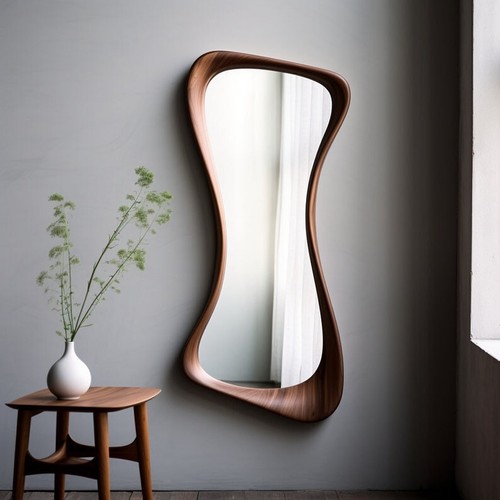 Stylish Design Irregular Mirror | Bathroom Mirror | Vanity Mirror Wavy Handmade - Picture 3 of 7