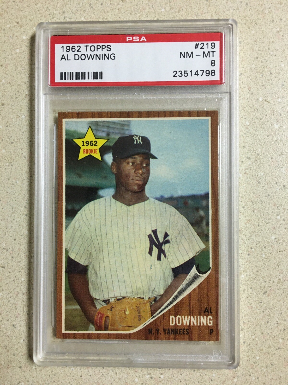 1962 Topps #219 Al Downing PSA 8 NM-MT YANKEES ROOKIE