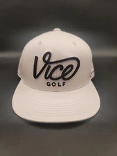Vice Golf Standard Crew Cap. Adjustable, White/Green With Black Lettering. 