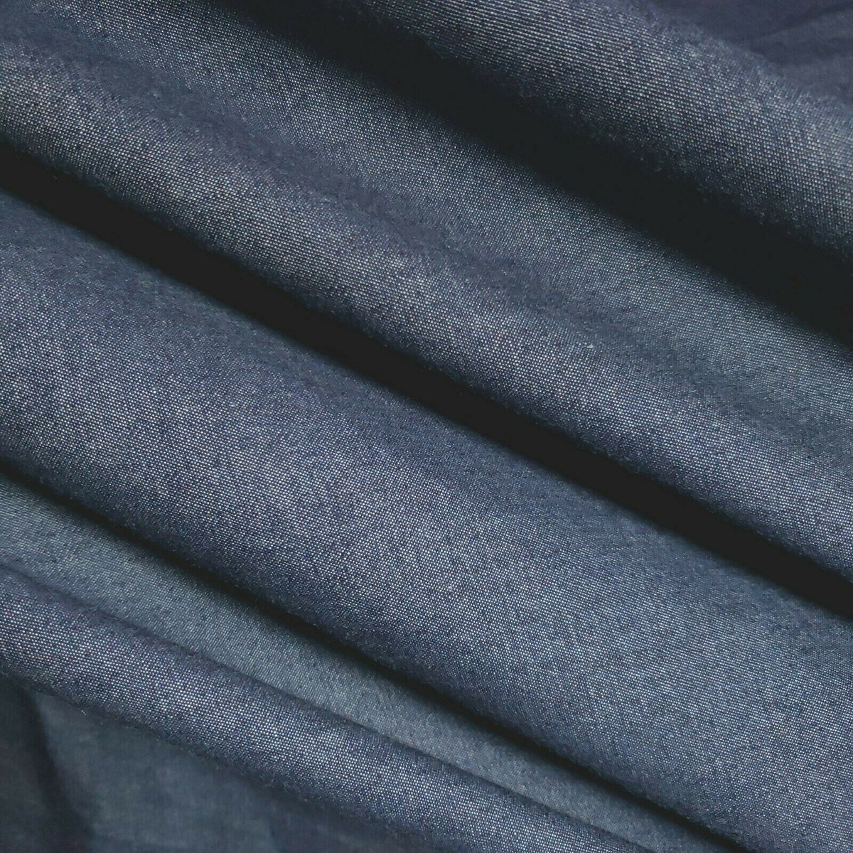 DARK BLUE 100% COTTON CHAMBRAY FABRIC 56 BY THE YARD MEDIUM WEIGHT  SHIRTING