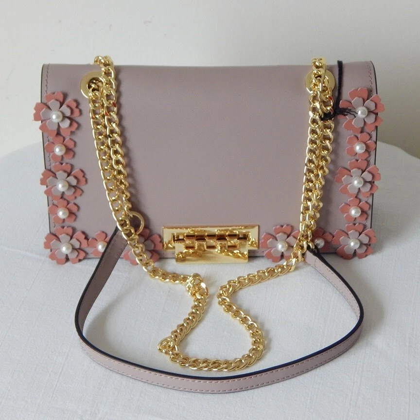 ZAC ZAC POSEN EARTHETTE Floral Garden Flap Silver Rose Chain Shoulder Bag NWT