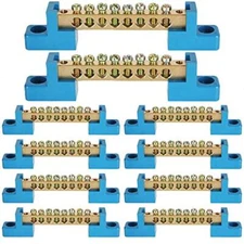 8 Terminal Bus Bar Terminal Block 10 Pack Brass Wire Screw Terminal for Car 