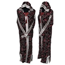 Women Moroccan Burgundy Multicoloured Floral Hooded Djellaba Jilbab