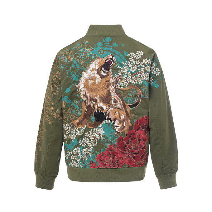 Mens Souvenir Bomber Jacket Sukajan MA-1 Japanese Pattern