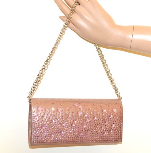 POCHETTE ROSA donna borsa borsello strass borsetta cristalli mini clutch  bag G76 | eBay