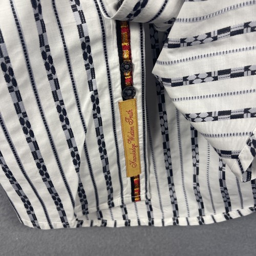 Robert Graham Shirt XL/TG Black And White Stripes Geometric Pattern Flip Cuff - Picture 5 of 11