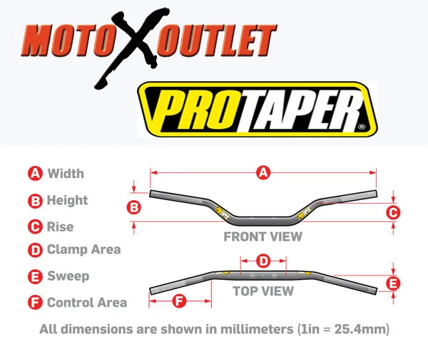 PRO TAPER MX CONTOUR HANDLEBARS 1 1/8 Inch ATV PROTAPER HANDLE BARS CR KX YZ RM - Image 2 of 3