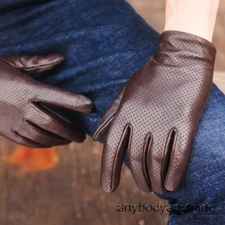 Fashion Men Real Leather Sheepskin Gloves Thin Driving Breathable Wrist Mittens