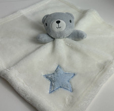 Babygear Baby Gear White Blue Grey Bear Star Security Blanket Plush Toy Lovey