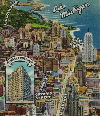 HOTEL CROYDON CHICAGO VINTAGE POSTCARD 3A-H472 Postmarked JUL 24 1933