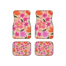 Retro Floral Car Mats Set of 4