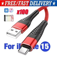 Braided USB C Type C Fast Charging Data Cable Cord for iPhone 16 Pro Max 15 lot